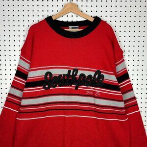 Southpole Streetwear Y2K Knit Sweater Size XXL Red‎ Black Hip Hop White Graffiti